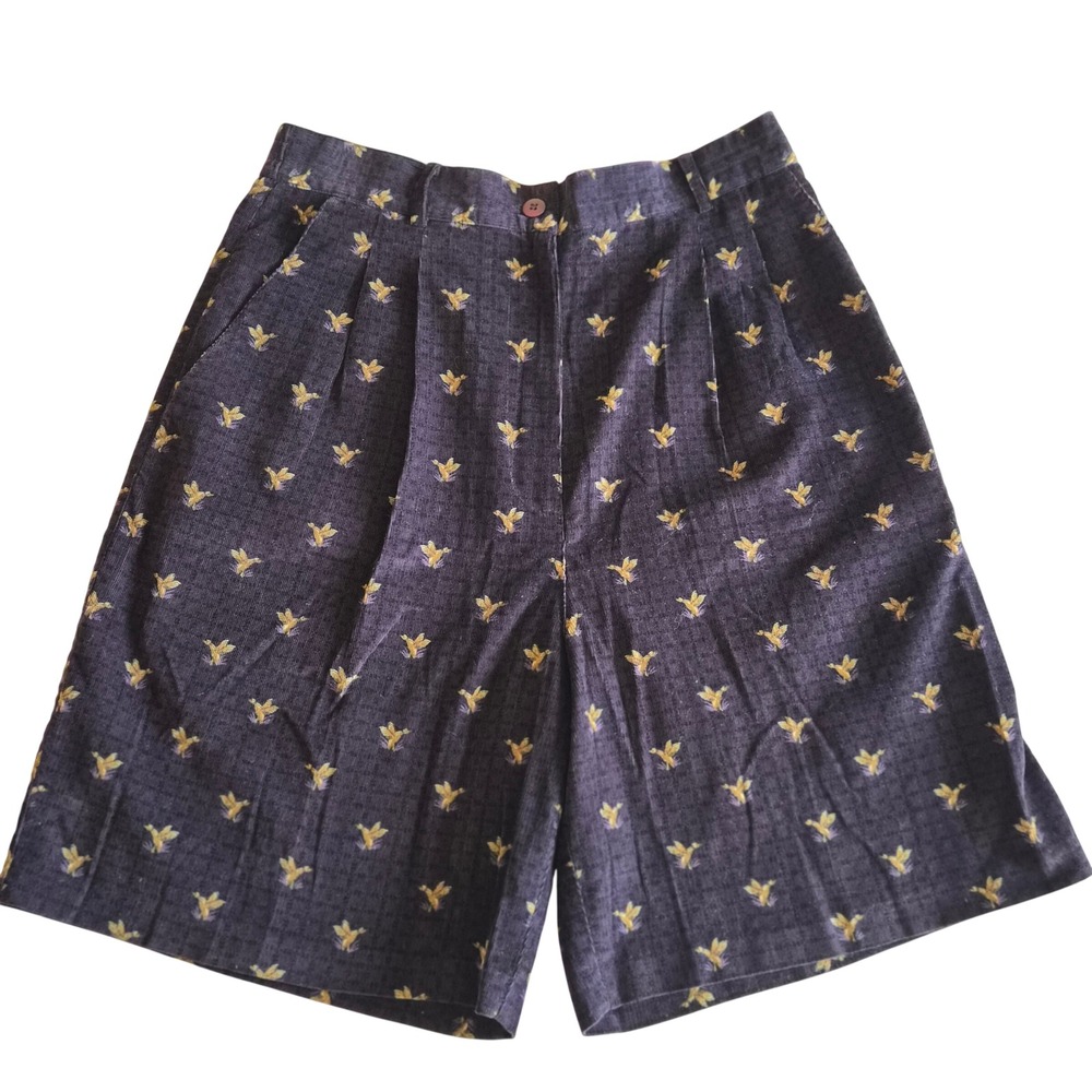 EP Pro Purple Corduroy Duck Embroidered Shorts Womens 6 High Rise Pleated Golf
